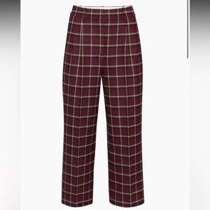 NWT Aritzia Effortless Cropped Wilfred Pant - Maroon Plaid